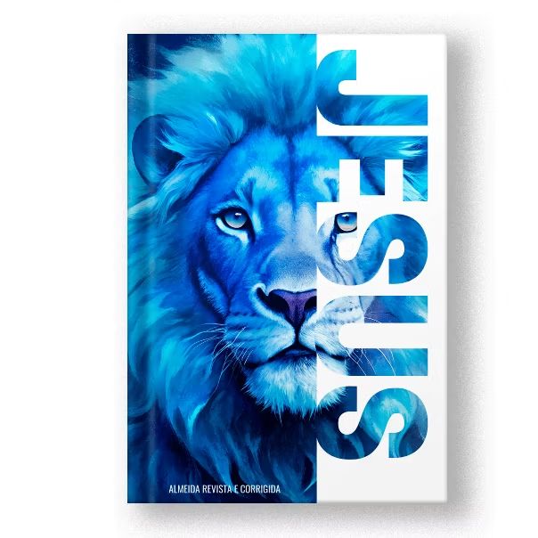 Bíblia Letra Grande Capa Dura Harpa E Corinhos Leão Azul