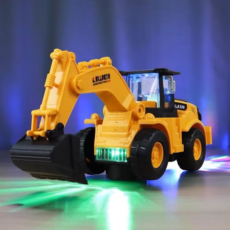 Brinquedo Caminhão Trator Retro Escavadeira Construção Com Luz com música Led infantil