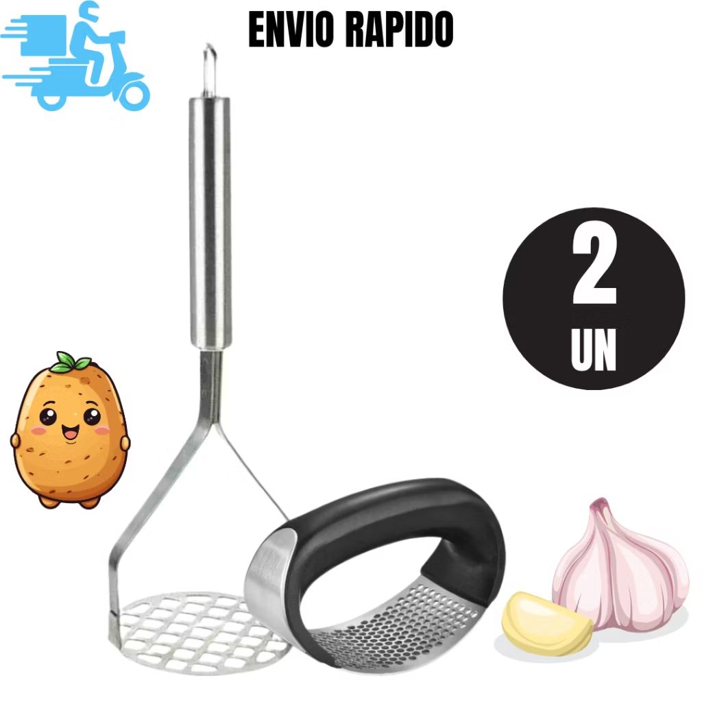 Conjunto 2 Amassador Alho + Amassador Batata Conjunto1 Amassador de Batata Inox Manual