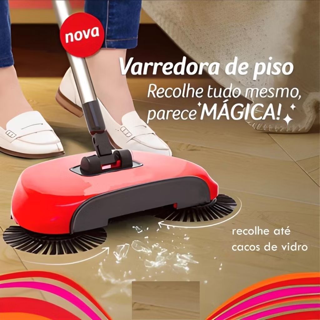 Vassoura Mágica 3 em 1 Esfregão Rodo Giratório para Limpeza Ágil 360°